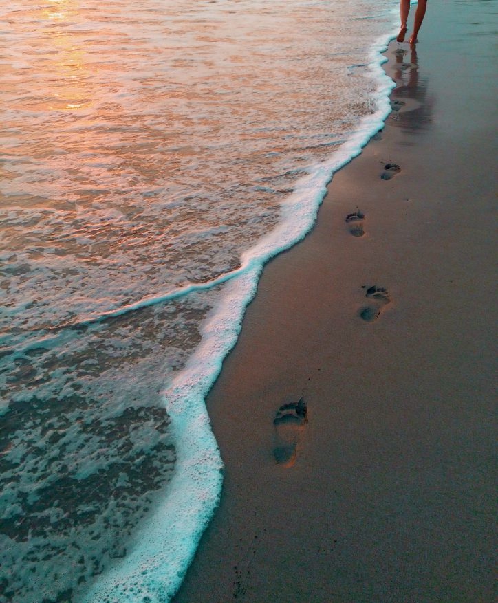 Walking through the sea shore