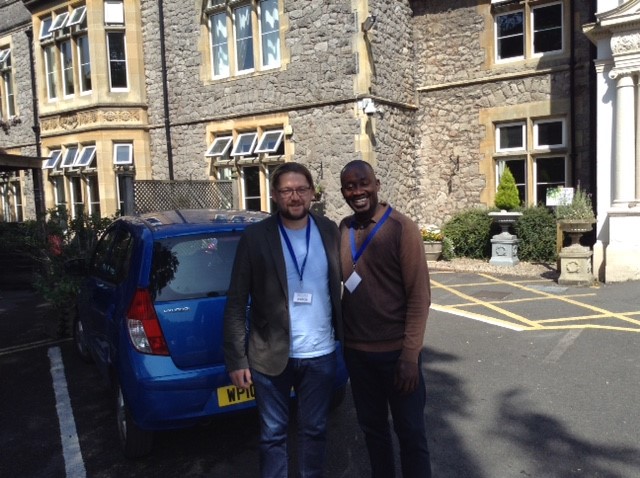 Markkus and Chris outside Broadway Lodge