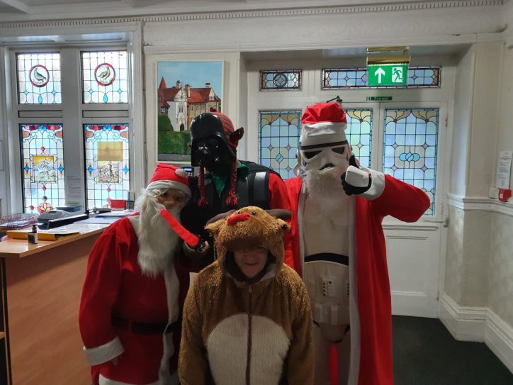 Staff in Christmas fancy dress