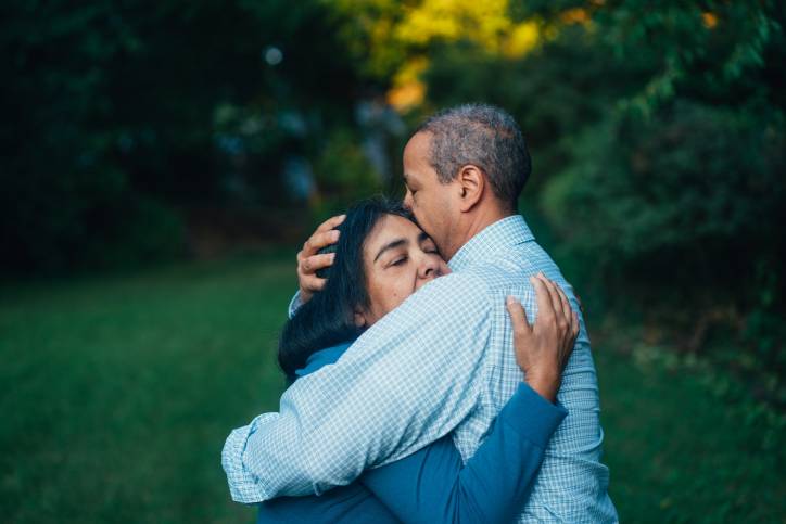 Man and woman hugging