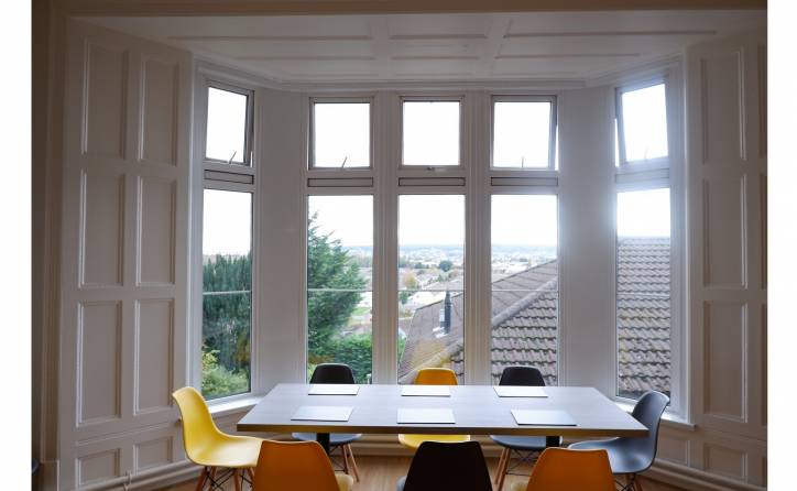 Bay window with view across Weston-Super-Mare